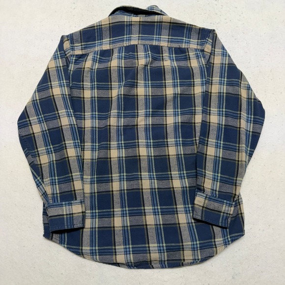 Timberland Men's Medium Flannel Shirt Blue / Beige Plaid 100% Cotton Workwear - Picture 15 of 16